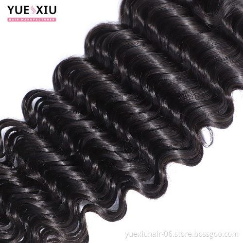 YueXiu Hair 10A Grade Unprocessed Peruvian Hair Deep Wave Weft Virgin Peruvian Human Hair Bundles In China Overnight Shipping